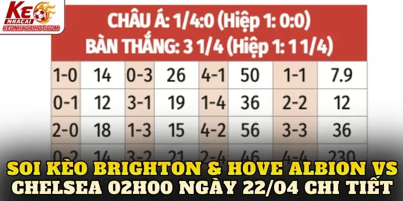 Soi kèo Brighton & Hove Albion vs Chelsea 02h00 ngày 22/04 chi tiết